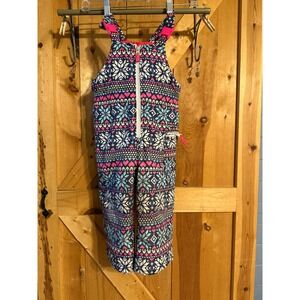 Carter's Toddler 3T Ski Snow Bib Overalls Girls Snowflake Print Pink Blue